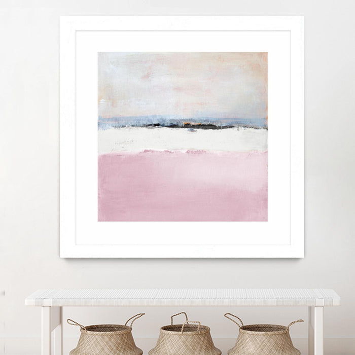 \"Pink Sea Abstract\" Matted and Framed White 30x30 Wall Art