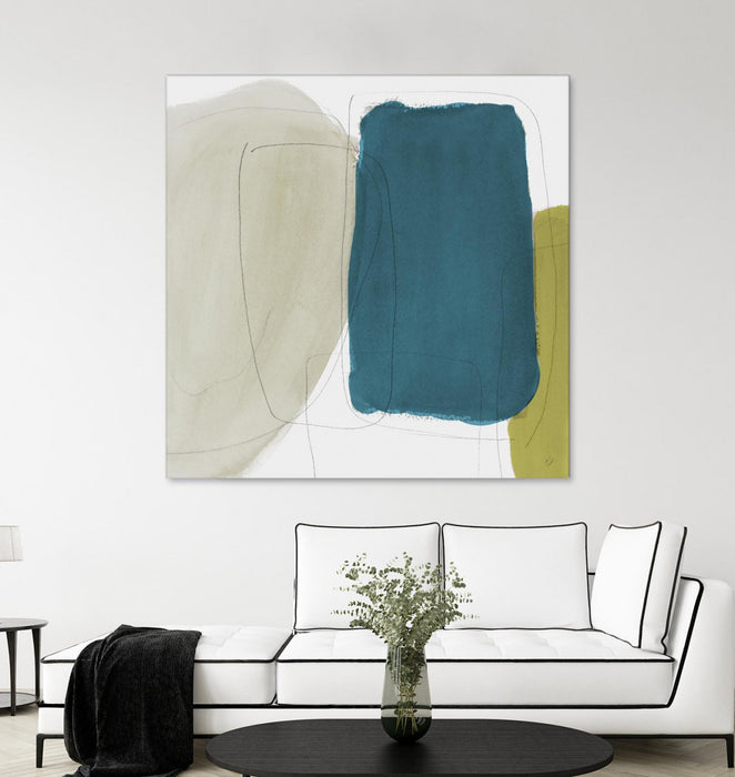 \"Beige And Navy Abstract\" Giant Art 72x72 Wall Art