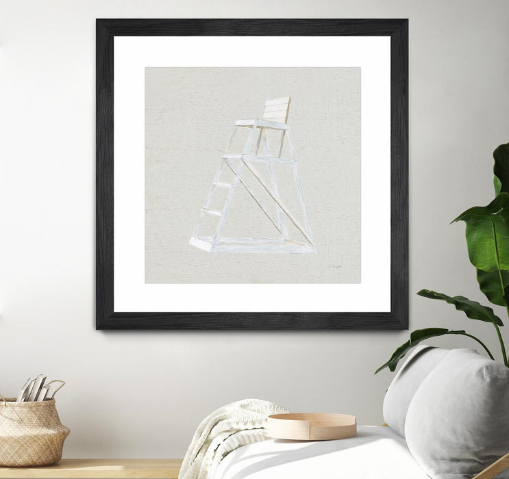 \"Serene Seaside Ii Tan\" Matted and Framed Black 36x36 Wall Art