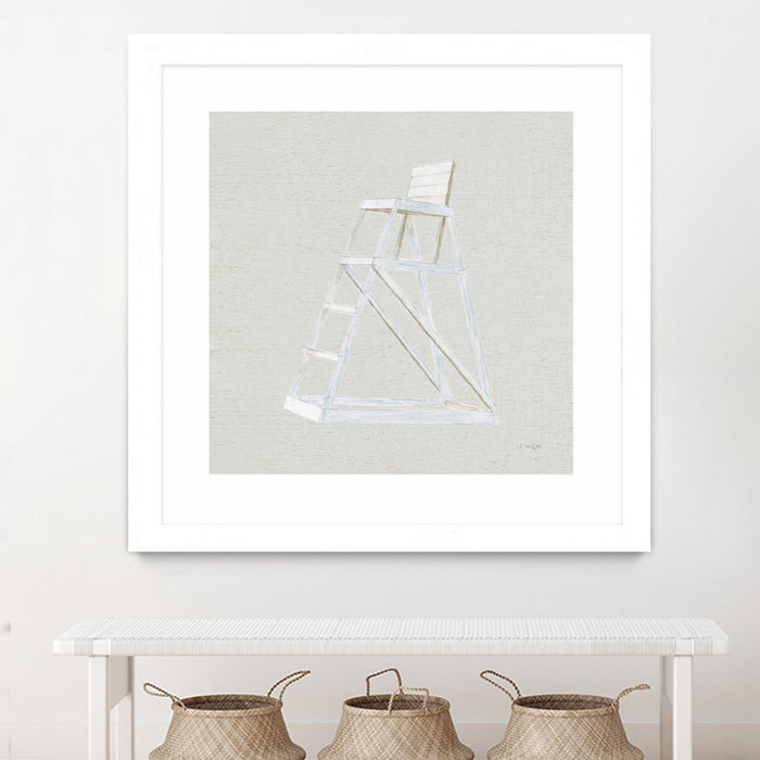 \"Serene Seaside Ii Tan\" Matted and Framed White 36x36 Wall Art