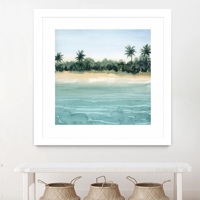 \"Paradis Ii\" Matted and Framed White 36x36 Wall Art