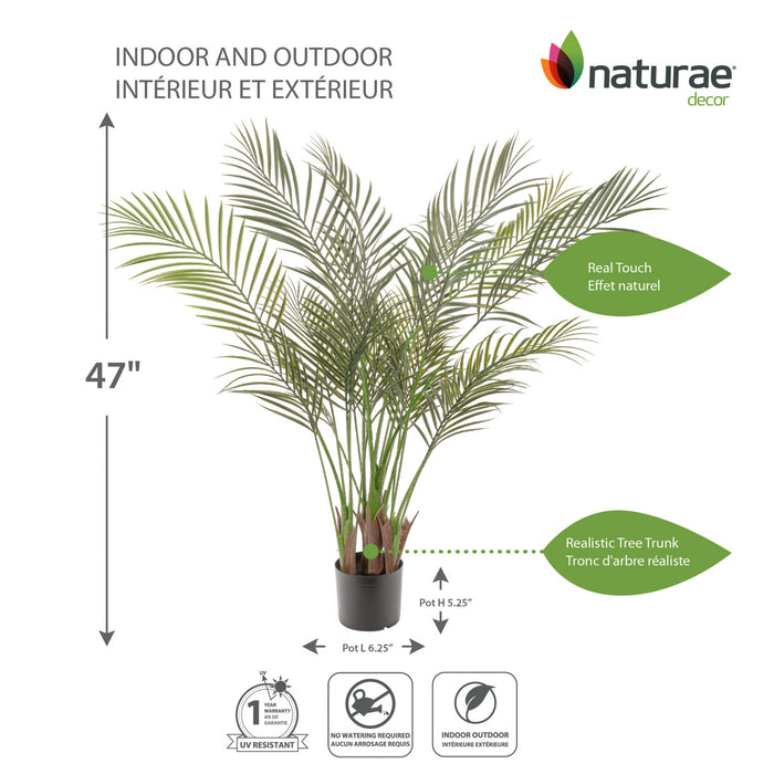Artificial 47\" Areca Palm Indoor & Outdoor In Black Pot