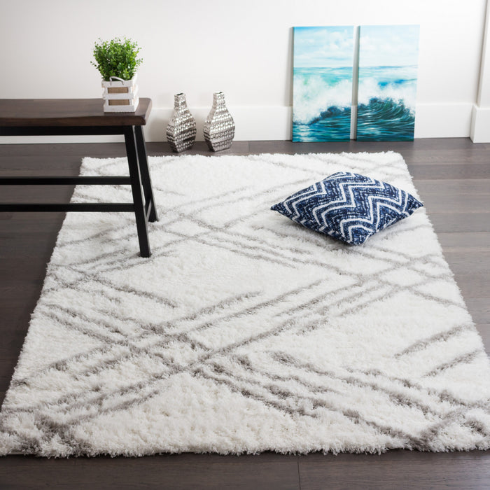 Ker White Lines 3x5 Area Rug
