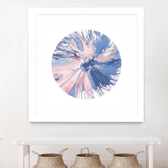 \"Spin Art 21\" Matted and Framed White 36x36 Wall Art