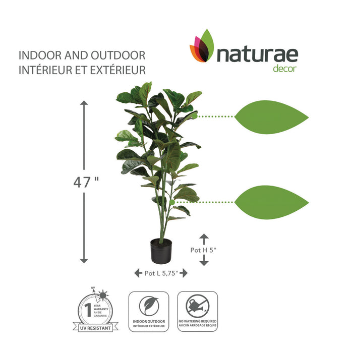 Artificial 47\" Fiddle Leaf Indoor & Outdoor In Black Pot