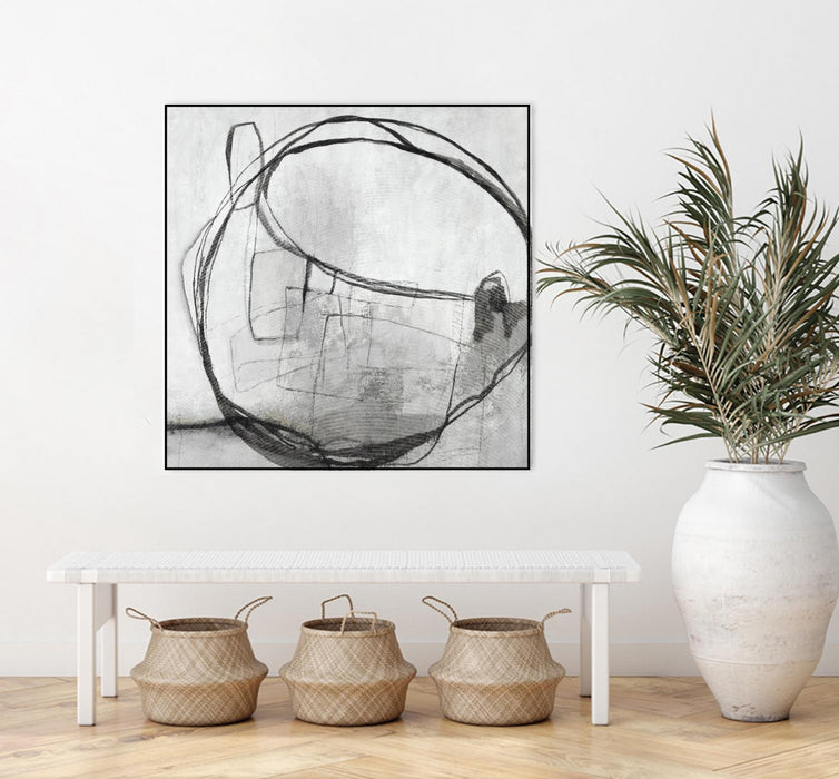 \"Lucent Sphere\" Canvas Framed Black 20x20 Wall Art