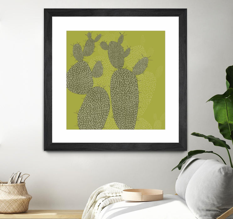 \"Opuntia I\" Matted and Framed Black 30x30 Wall Art