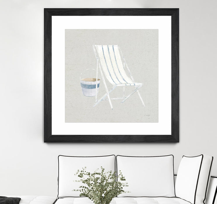 \"Serene Seaside Iii Tan\" Matted and Framed Black 36x36 Wall Art