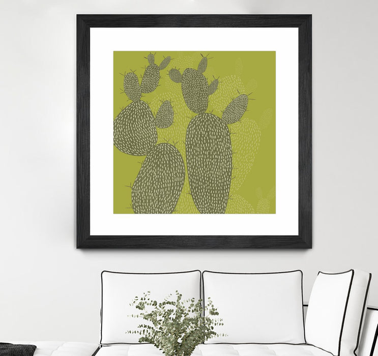 \"Opuntia I\" Matted and Framed Black 30x30 Wall Art