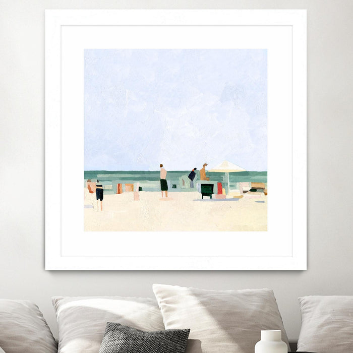 \"Family Vacation I\" Matted and Framed White 30x30 Wall Art