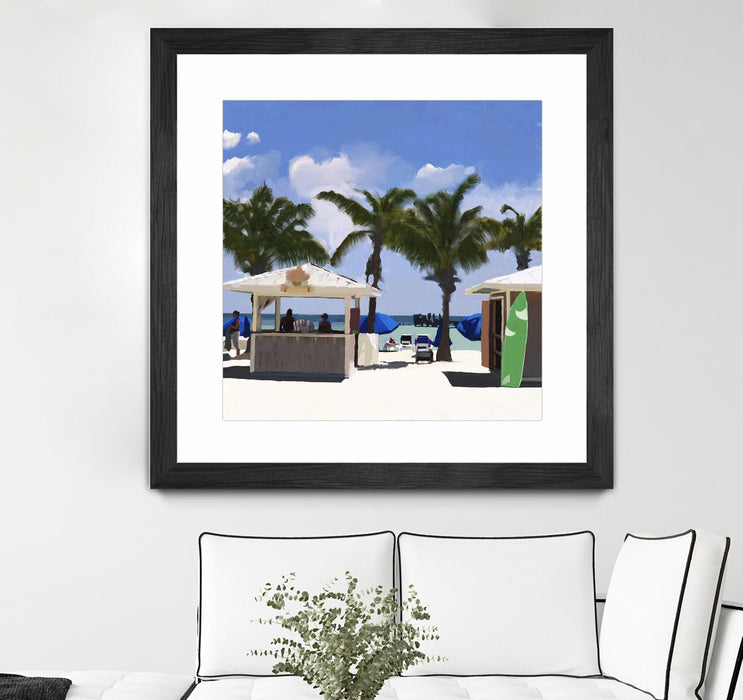 \"Key West Cabana I\" Matted and Framed Black 36x36 Wall Art