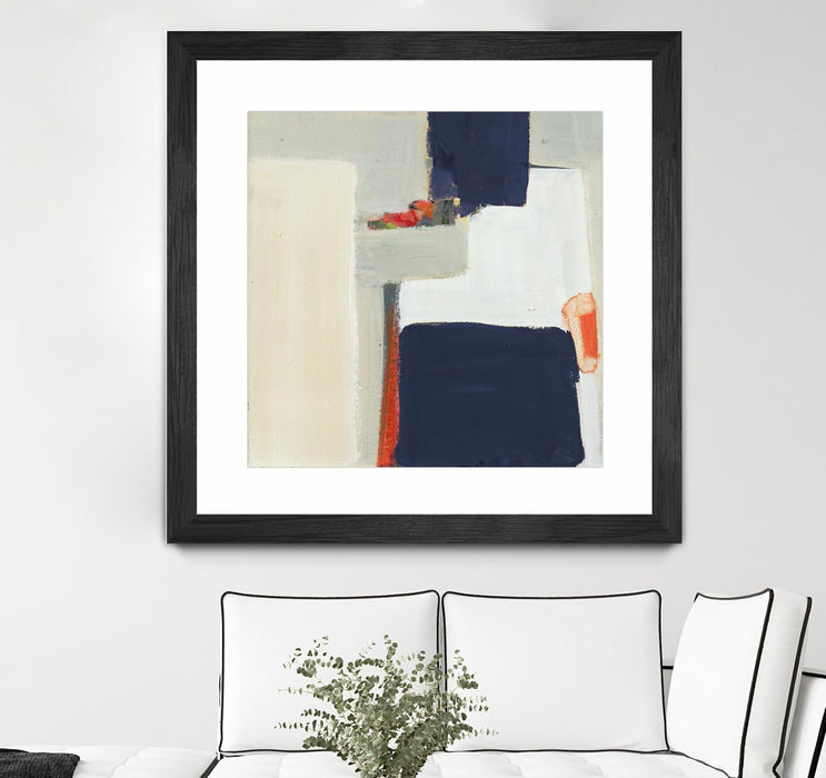 \"Bay Bridge V1\" Matted and Framed Black 36x36 Wall Art