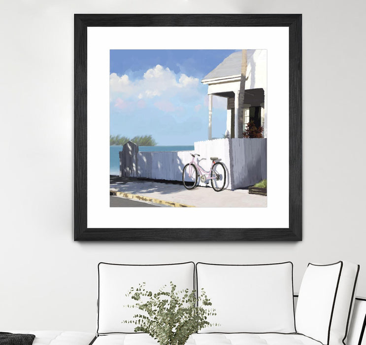 \"Key West Cabana Ii\" Matted and Framed Black 30x30 Wall Art