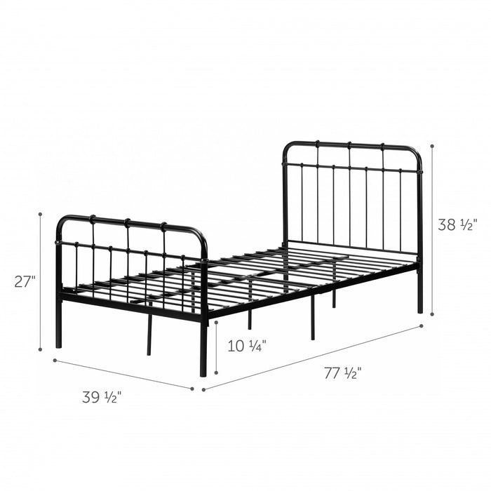 Cotton Candy Twin Metal Complete Bed - Pure Black