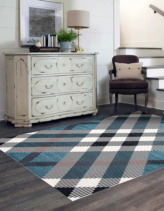 Kors Blue Machine Washable Area Rug - 5'0\" x 7'0\"