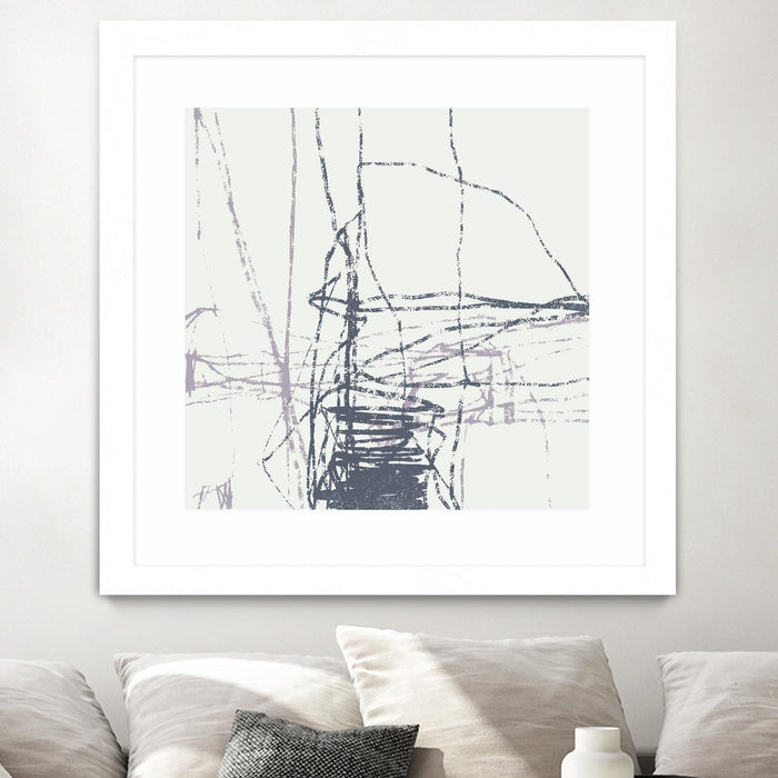 \"Chalk Doodles G\" Matted and Framed White 36x36 Wall Art