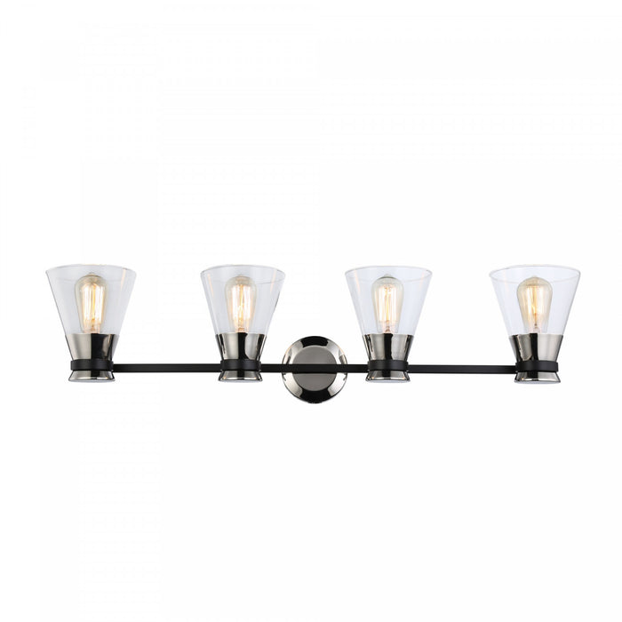 Kanata Black & Brushed Nickel 4-Light Bathroom Vanity Light