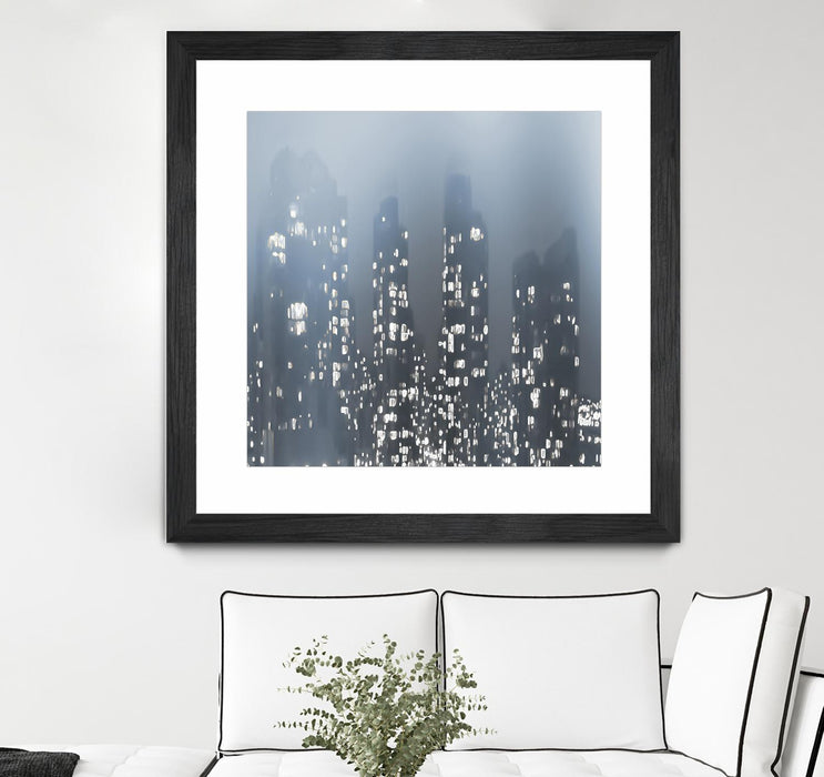 \"Dark City\" Matted and Framed Black 30x30 Wall Art