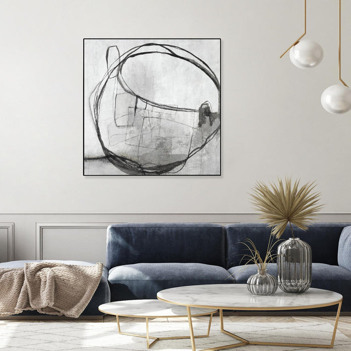 \"Lucent Sphere\" Canvas Framed Black 20x20 Wall Art