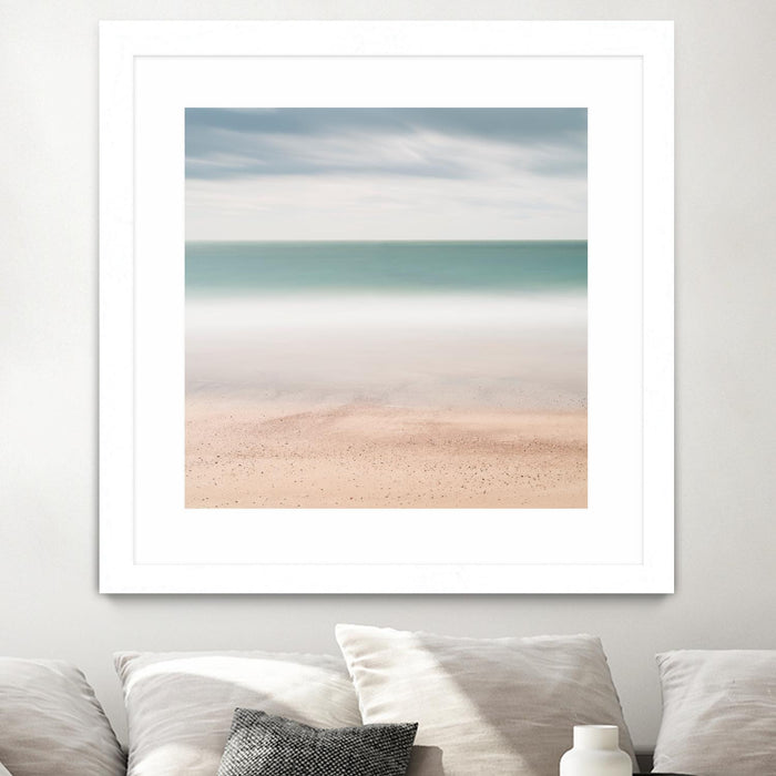 \"Beach, Sea, Sky\" Matted and Framed White 36x36 Wall Art