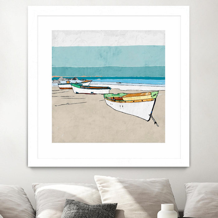 \"Lined Up\" Matted and Framed White 36x36 Wall Art