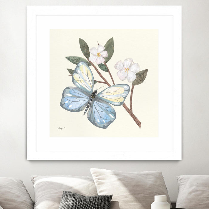 \"In The Garden Butterfly\" Matted and Framed White 30x30 Wall Art