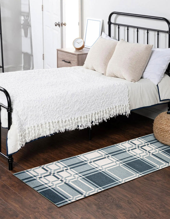 Roma Blue Machine Washable Area Rug - 2'6\" x 8'0\"