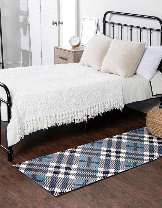 Kors Blue Machine Washable Area Rug - 2'6\" x 8'0\"