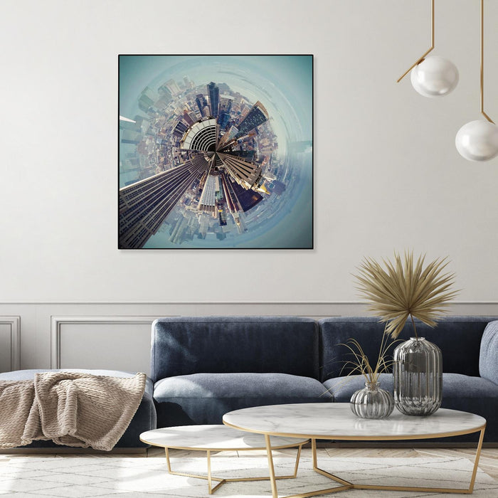 \"City Center I\" Canvas Framed Black 20x20 Wall Art