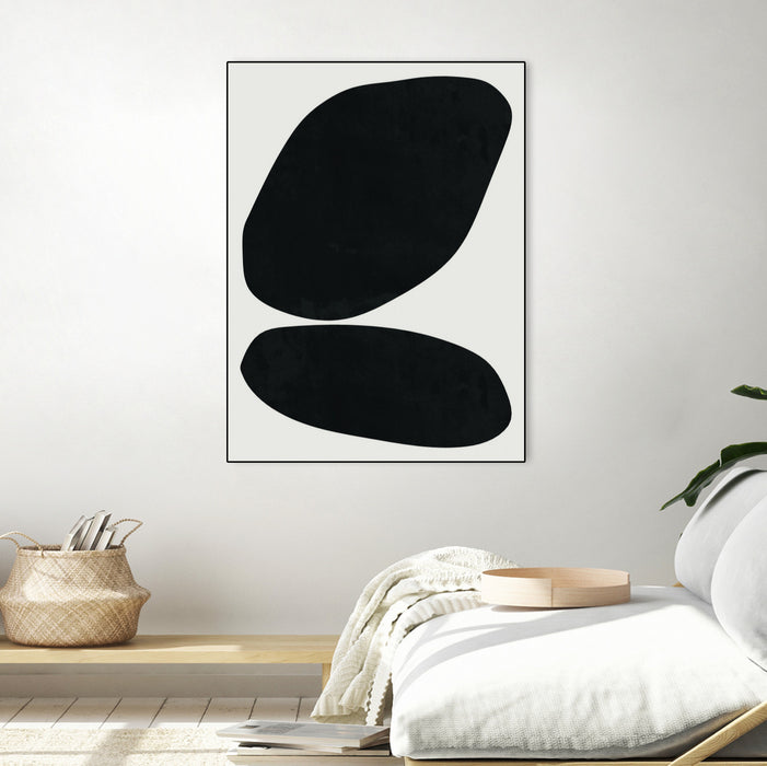 \"Black Abstract Ii\" Canvas Framed Black 24x32 Wall Art