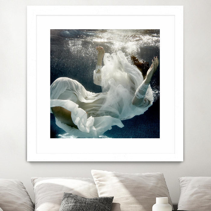 \"Float 3\" Matted and Framed White 30x30 Wall Art