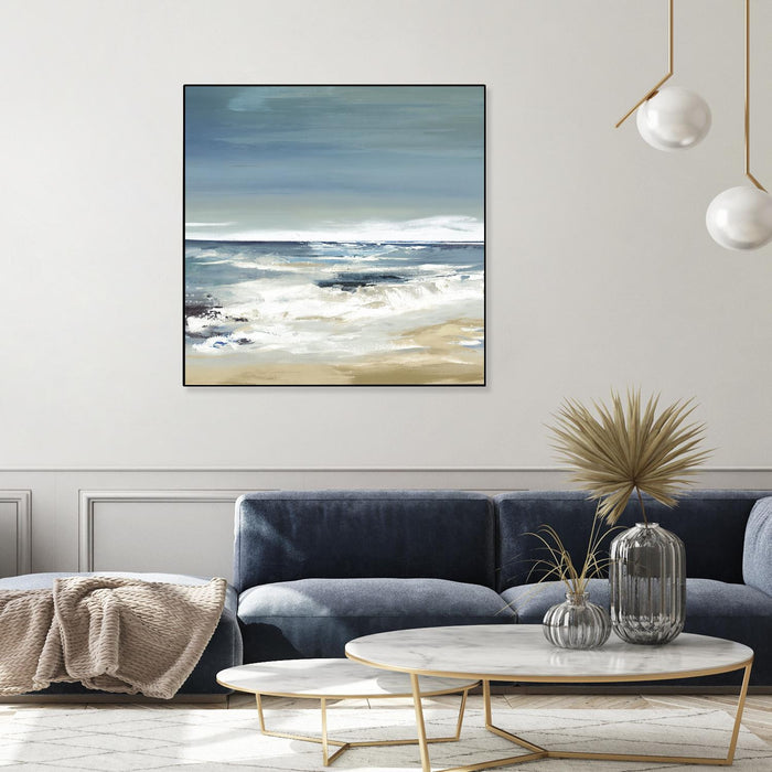 \"East Coast Ii\" Canvas Framed Black 20x20 Wall Art