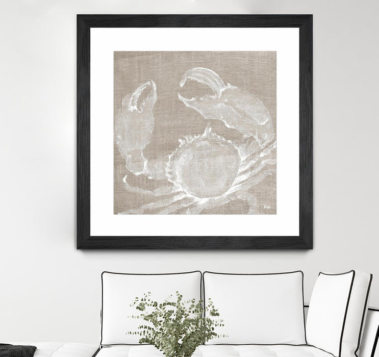 \"Neutral Surf Side I\" Matted and Framed Black 36x36 Wall Art