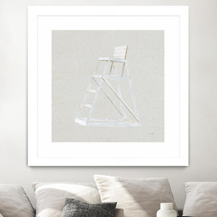 \"Serene Seaside Ii Tan\" Matted and Framed White 30x30 Wall Art