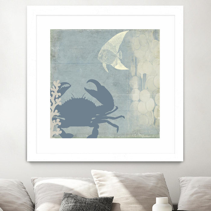 \"Ocean Life Ii\" Matted and Framed White 36x36 Wall Art