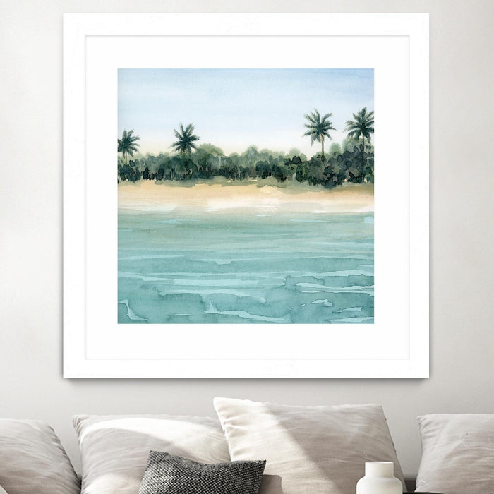 \"Paradis Ii\" Matted and Framed White 30x30 Wall Art