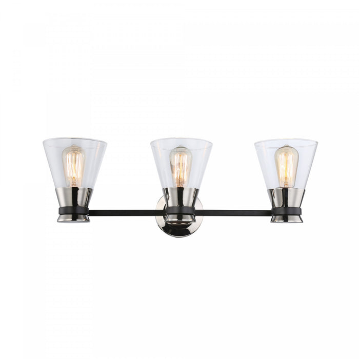 Kanata Black & Brushed Nickel 3-Light Bathroom Vanity Light
