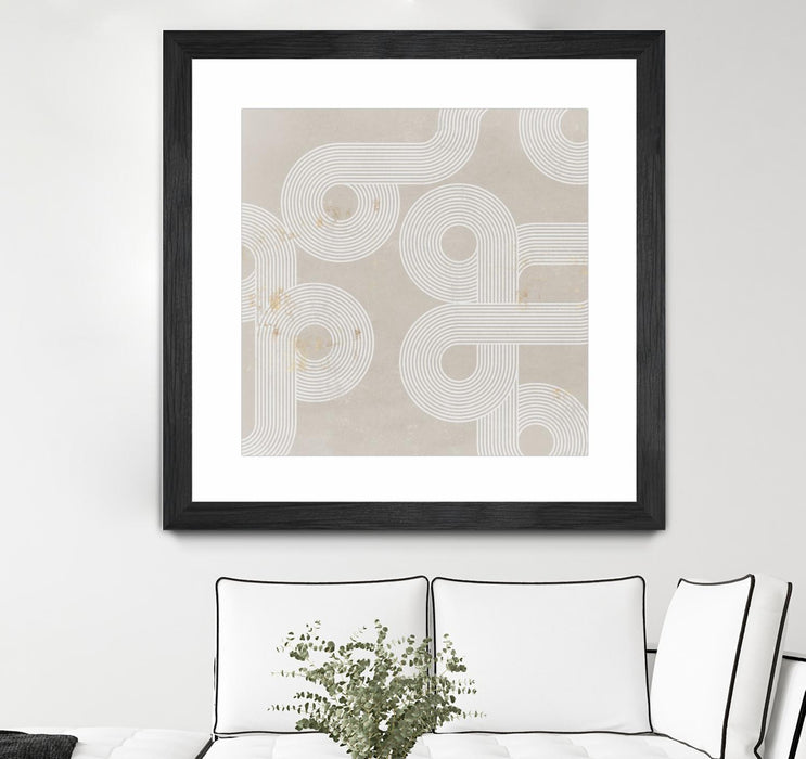 \"Fluxus I\" Matted and Framed Black 36x36 Wall Art
