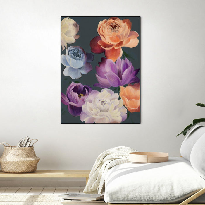\"November Blooms\" Canvas Framed Black 18x24 Wall Art