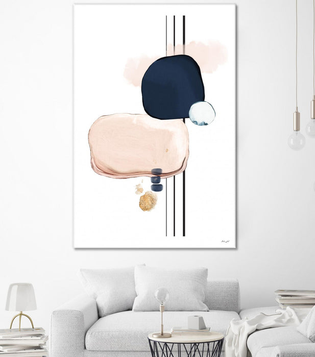 \"Abstract Study Blush And Navy Blue\" Giant Art 72x48 Wall Art
