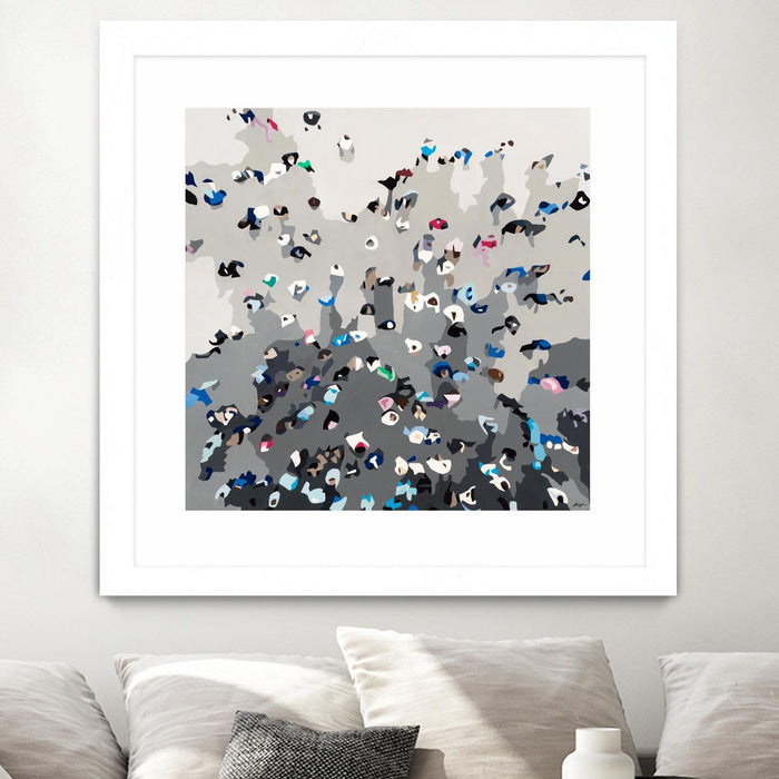 \"Crowd Sourcing\" Matted and Framed White 36x36 Wall Art
