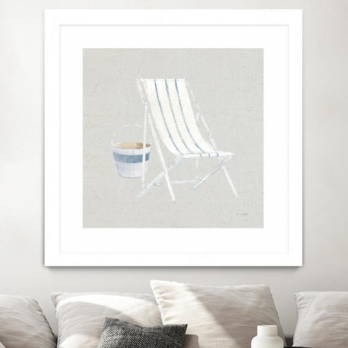 \"Serene Seaside Iii Tan\" Matted and Framed White 36x36 Wall Art