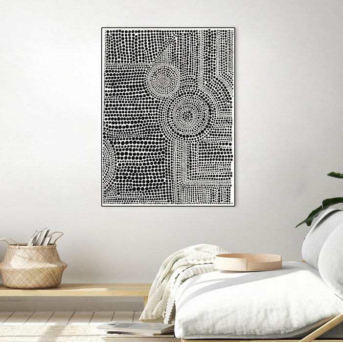 \"Clustered Dots A\" Canvas Framed Black 30x40 Wall Art