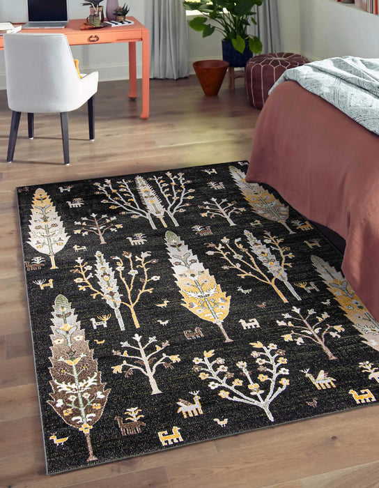 Pine Black Machine Washable Area Rug - 5'0\" x 7'0\"