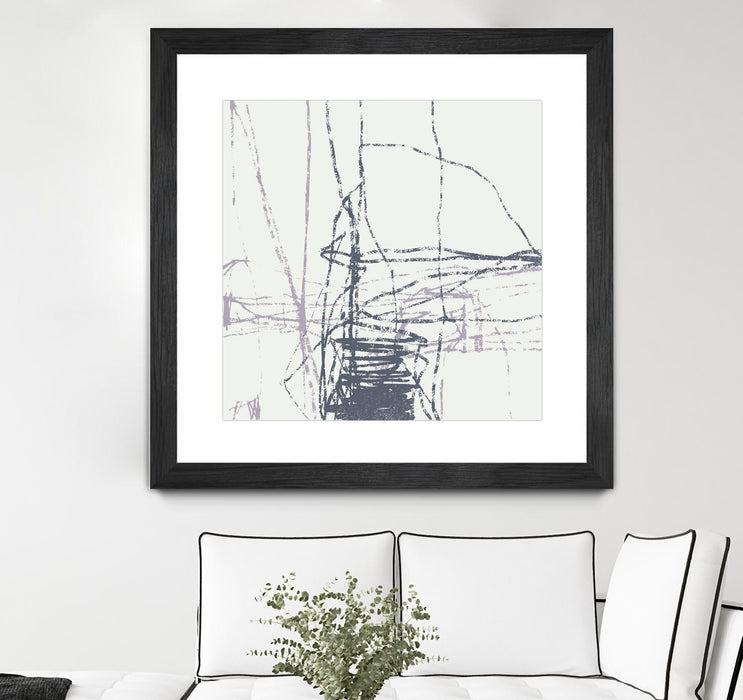 \"Chalk Doodles G\" Matted and Framed Black 36x36 Wall Art