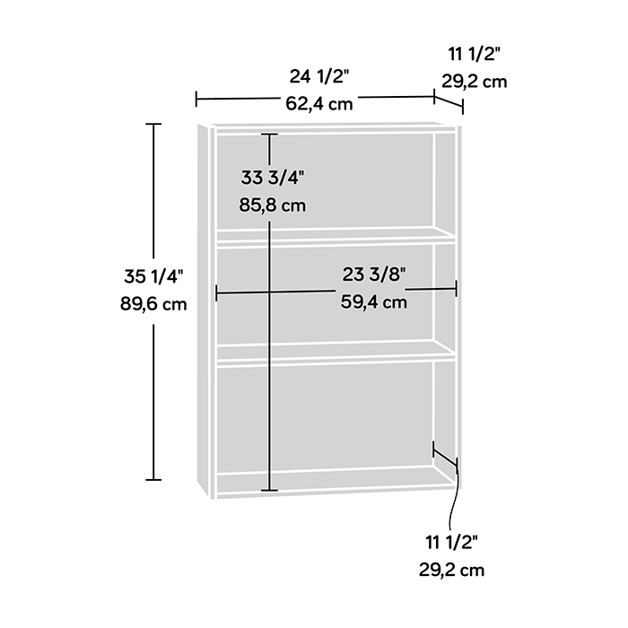 Boston 24.75\" 3-Shelf Bookcase - Cinnamon Cherry