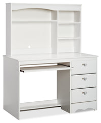 Diamond Dreams Study Desk with Hutch & Drawers for Kids - White 