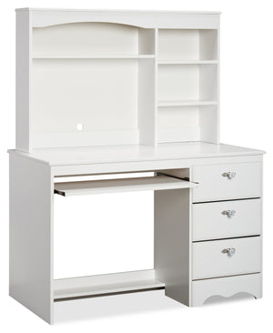 Diamond Dreams Study Desk with Hutch & Drawers for Kids - White