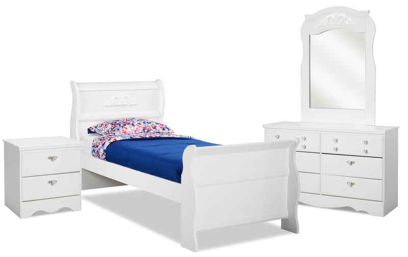 Diamond Dreams 6-Piece Twin Sleigh Bed Package