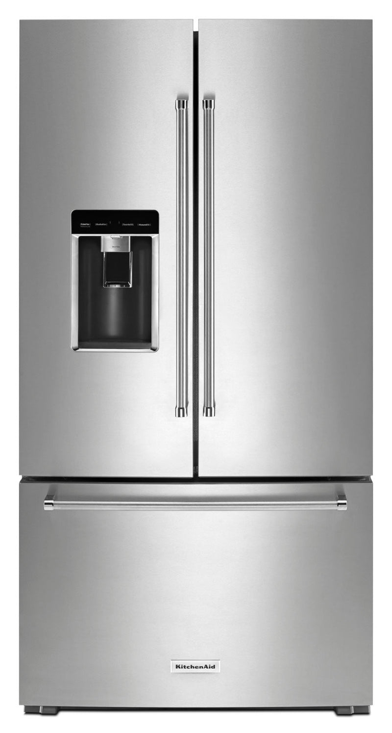 KitchenAid 23.8 Cu. Ft. French-Door Refrigerator – KRFC704FPS - Refrigerator with Exterior Water/Ice Dispenser, Ice Maker in Stainless Steel